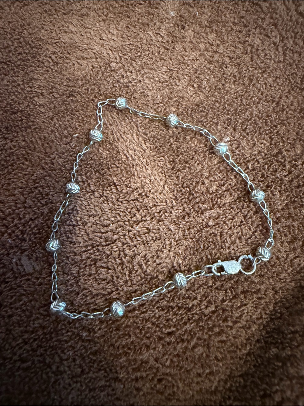 Sterling Silver Beaded Chain Bracelet - White/Silver